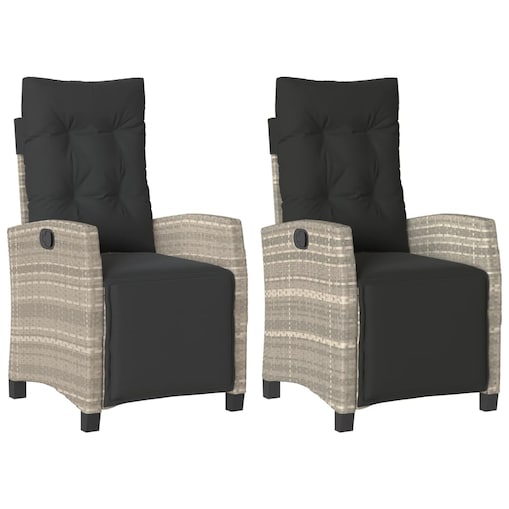 vidaXL Rozkładane fotele ogrodowe z podnóżkiem, 2 szt., jasnoszare