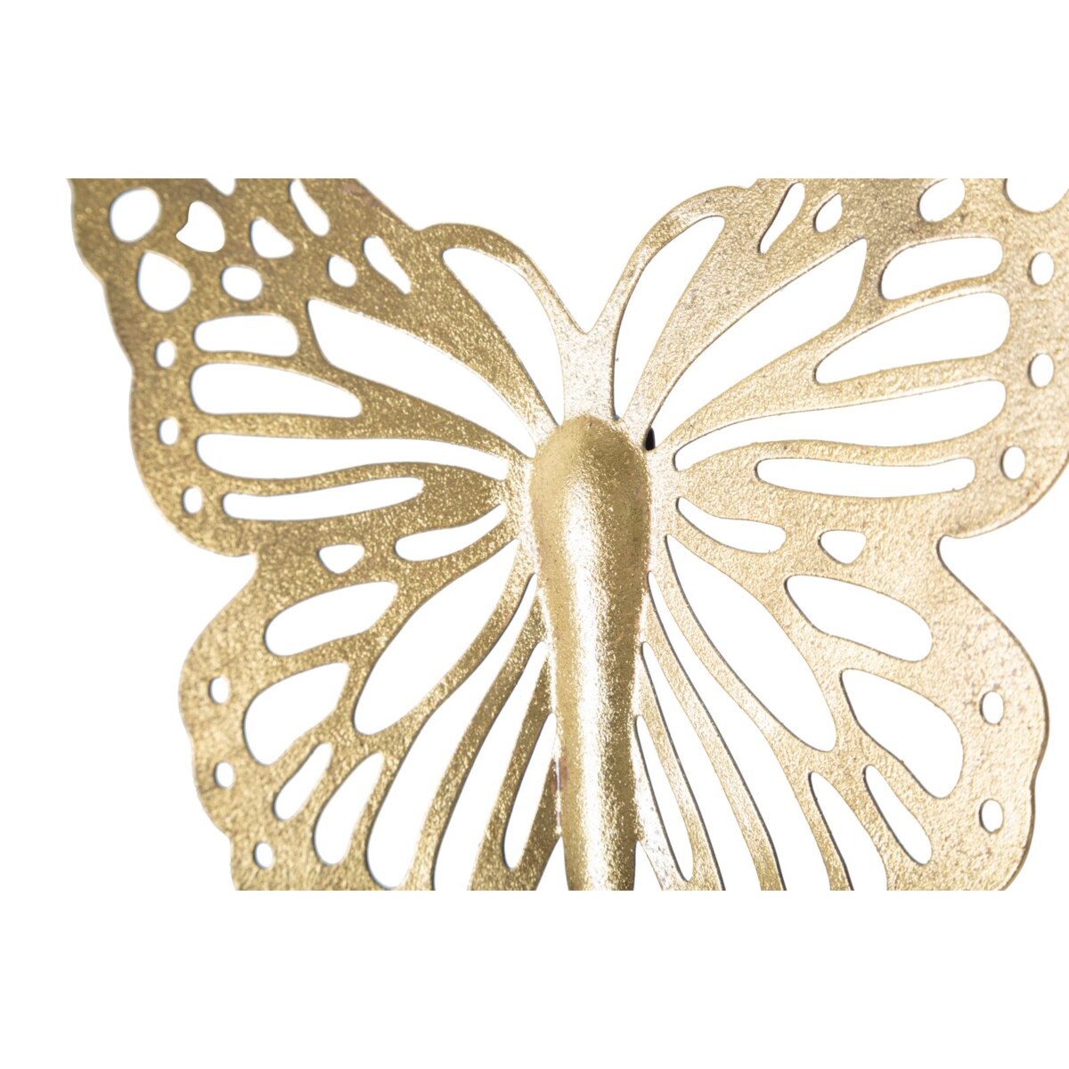 Zestaw 4 dekoracji ściennych Butterflies, kolor złoty, żelazo, wysokości 29, 19, 16 i 12 cm, motyw: motyle, do salonu i przedpokoju, Mauro Ferretti