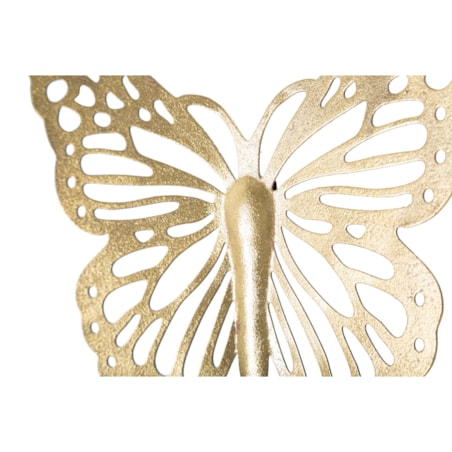 Zestaw 4 dekoracji ściennych Butterflies, kolor złoty, żelazo, wysokości 29, 19, 16 i 12 cm, motyw: motyle, do salonu i przedpokoju, Mauro Ferretti