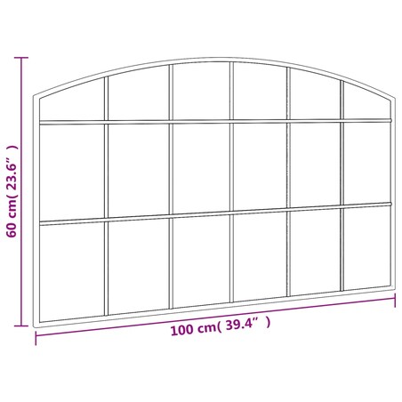 vidaXL Lustro ścienne, czarne, 100x60 cm, zakończone łukiem, żelazo