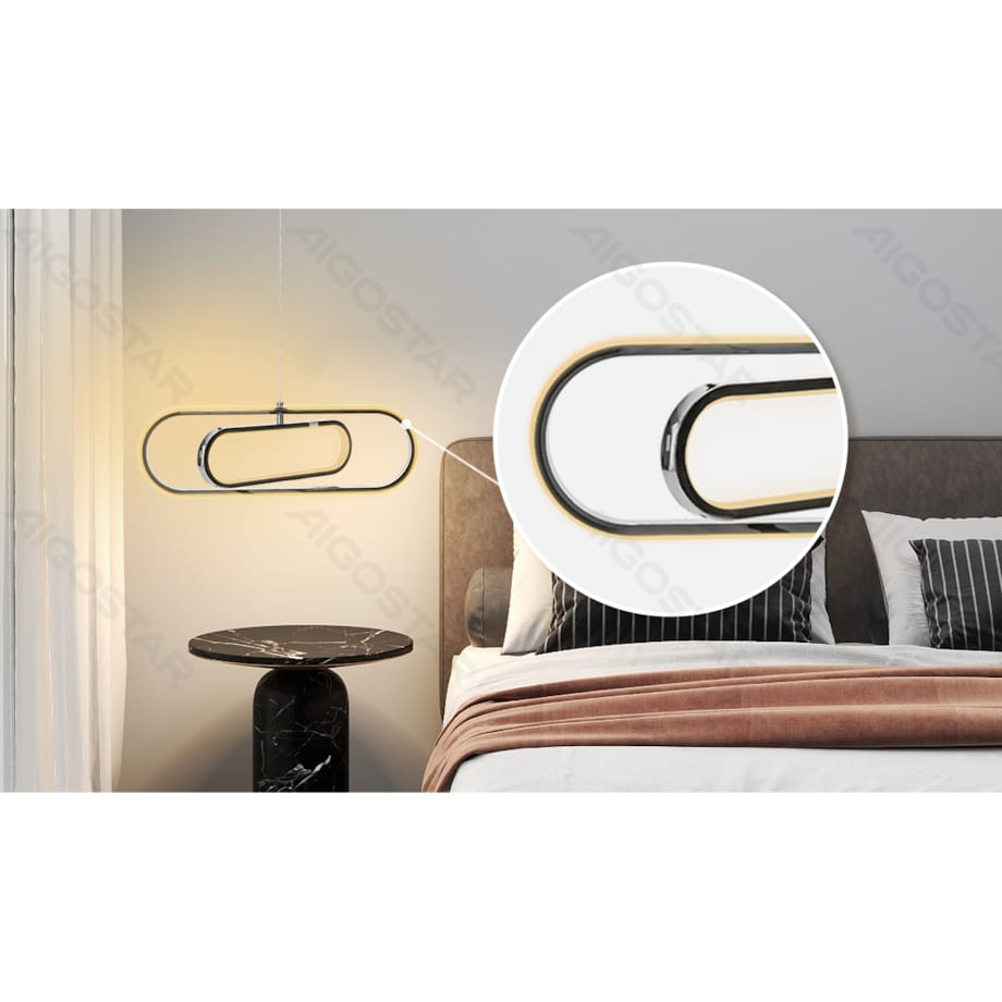 lampa wisząca led z metalu i silikonu, 35 w, 2700k owalna