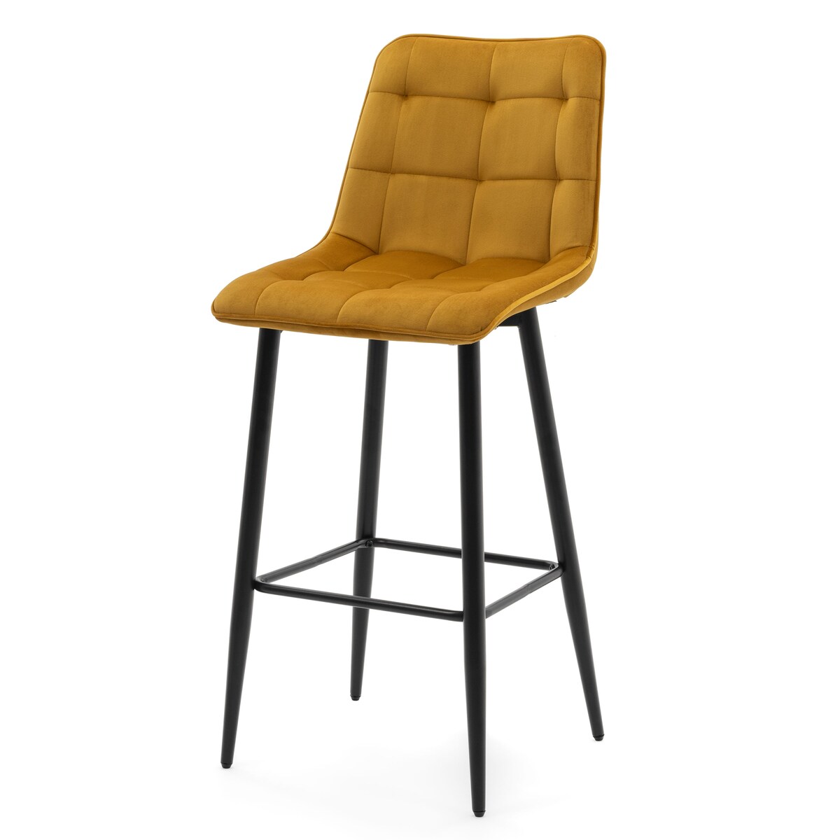 Hoker tapicerowany barowy welurowy CHIC musztardowy do salonu jadalni
