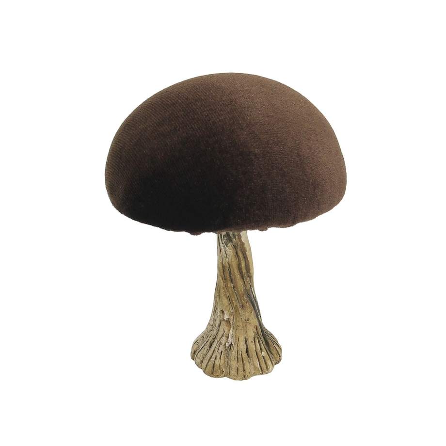 Dekoracja Velvet Mushroom 10 cm brown, 9x10 cm