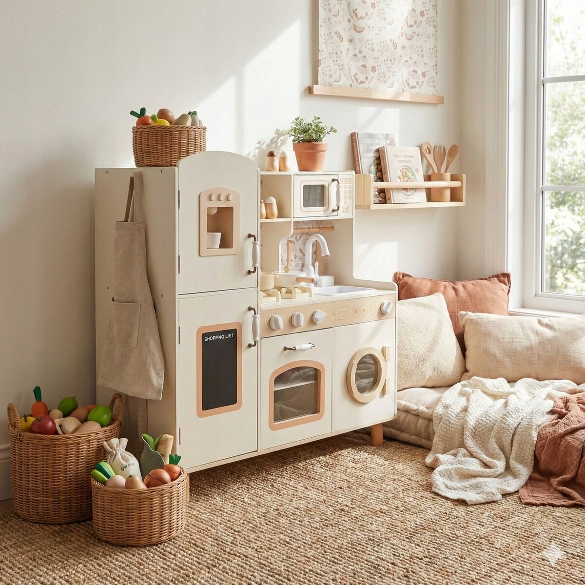 Drewniana kuchnia XXL dla dzieci Cook&Play światło, dźwięk - lodówka, piekarnik, pralka