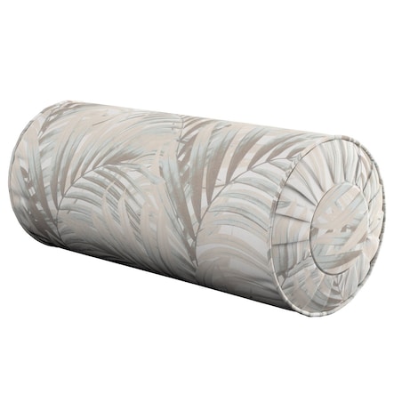 Poduszka wałek z zakładkami, beżowo-kremowe liście palmy na białym tle , Ø20 x 50 cm, Gardenia