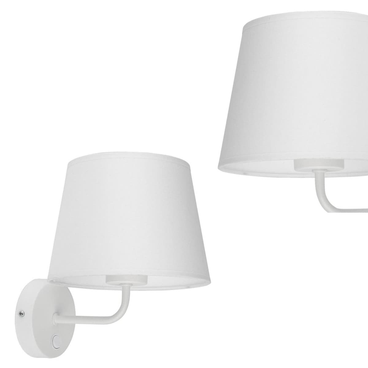 Kinkiet MAJA WHITE 1882 TK Lighting biały E27 z abażurem i włącznikiem, nowoczesna lampa ścienna do sypialni i salonu