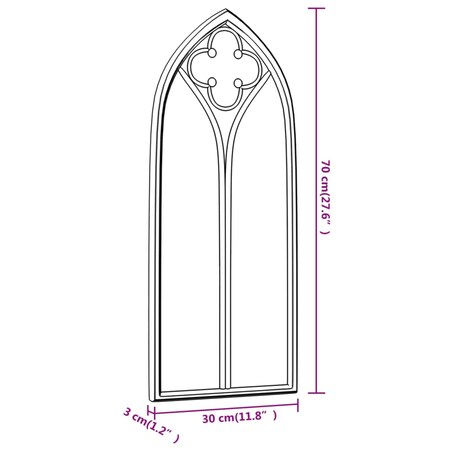 vidaXL Lustro do wnętrz, czarne, 70x30 cm, żelazne