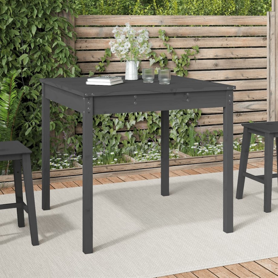 vidaXL Stolik ogrodowy, szary, 82,5x82,5x76 cm, lite drewno sosnowe