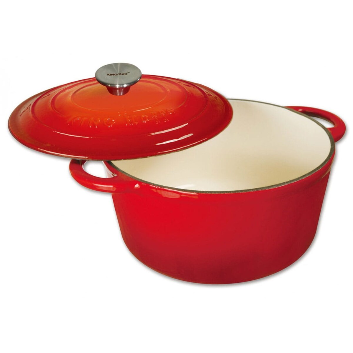 Garnek żeliwny emaliowany czerwony 4.0L 24cm na indukcję gaz KINGHOFF