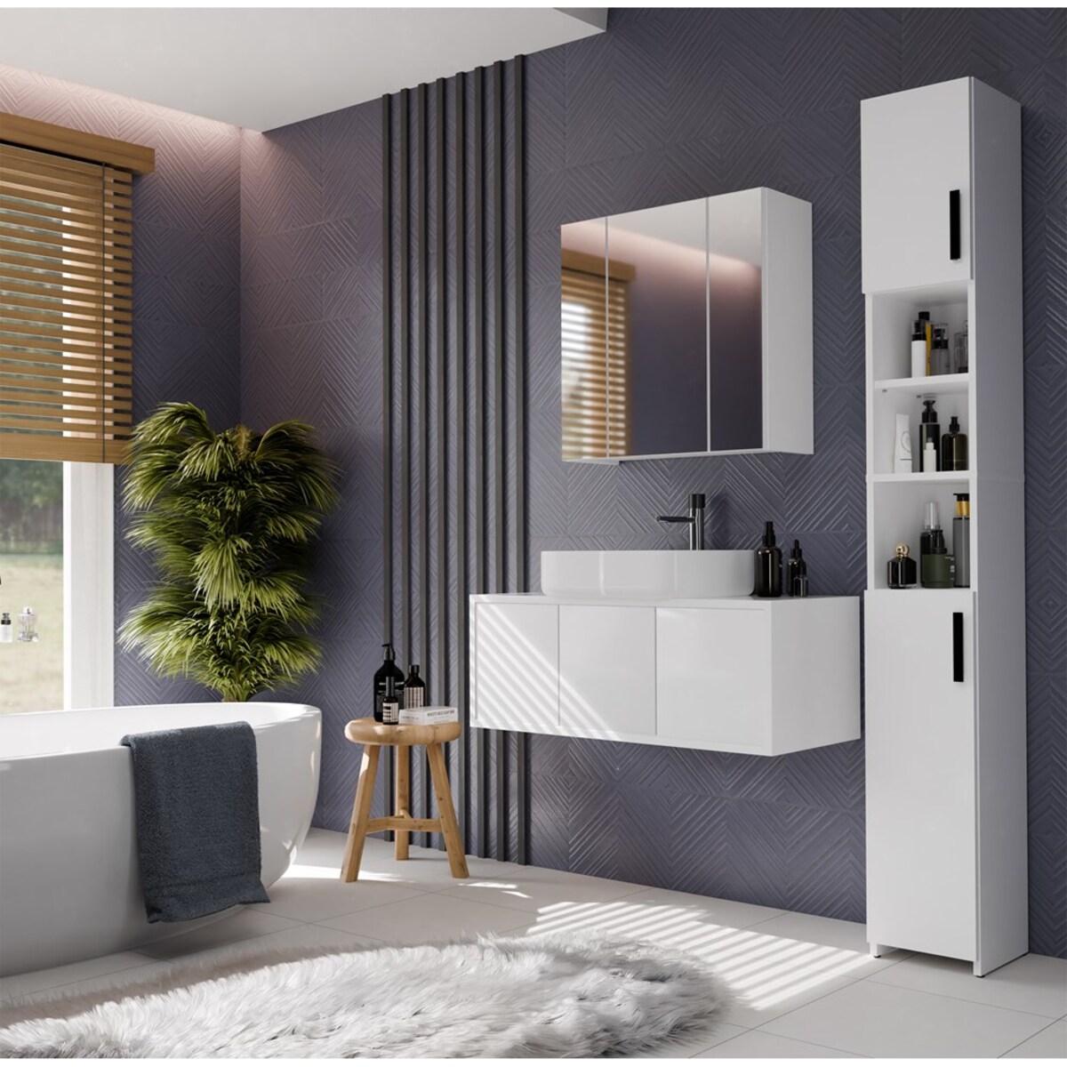 Szafka Łazienkowa POLA 3L Wisząca Z 3 Lustrami Nad Umywalkę 3 Drzwi BIAŁA