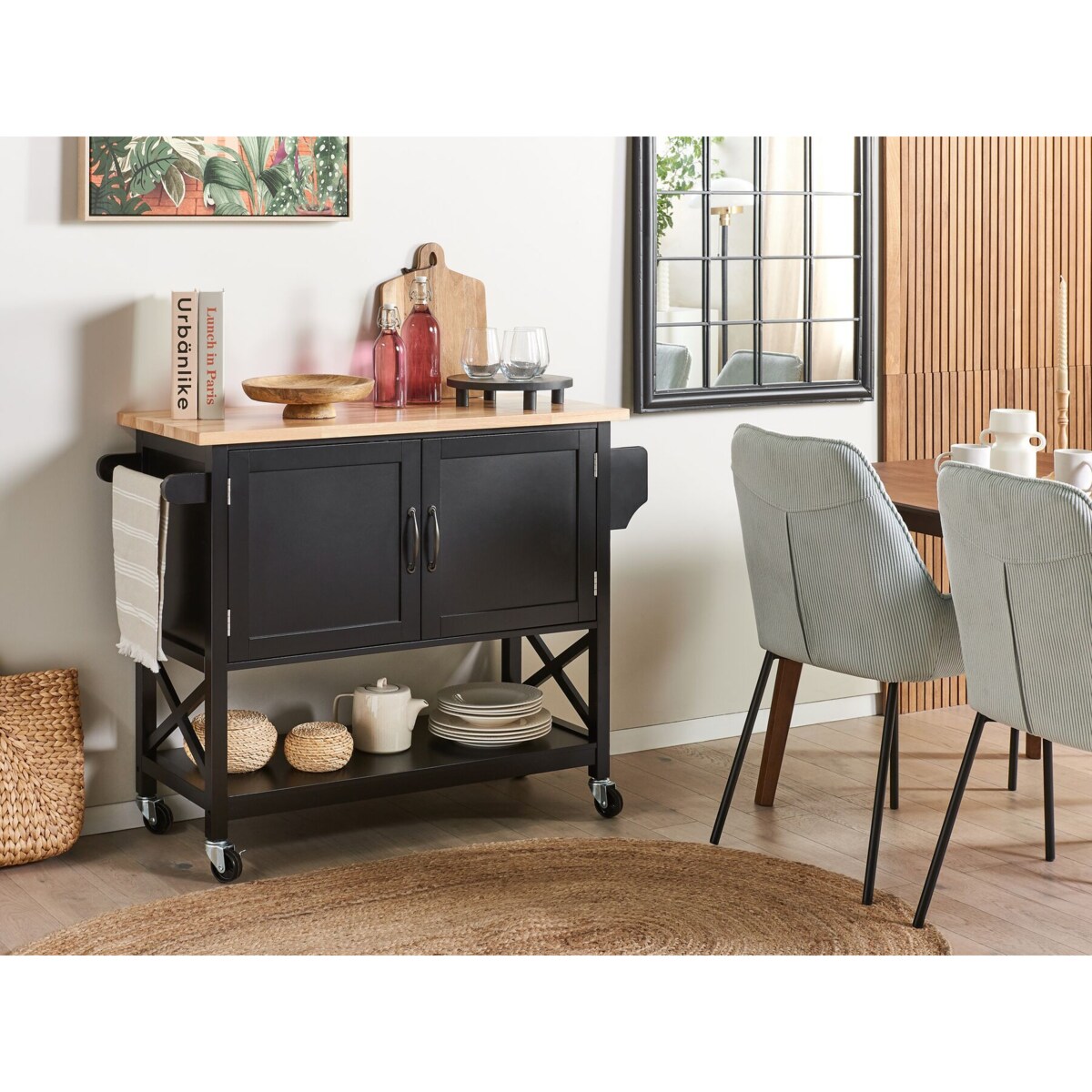 Wózek kuchenny dwudrzwiowy czarny MELE