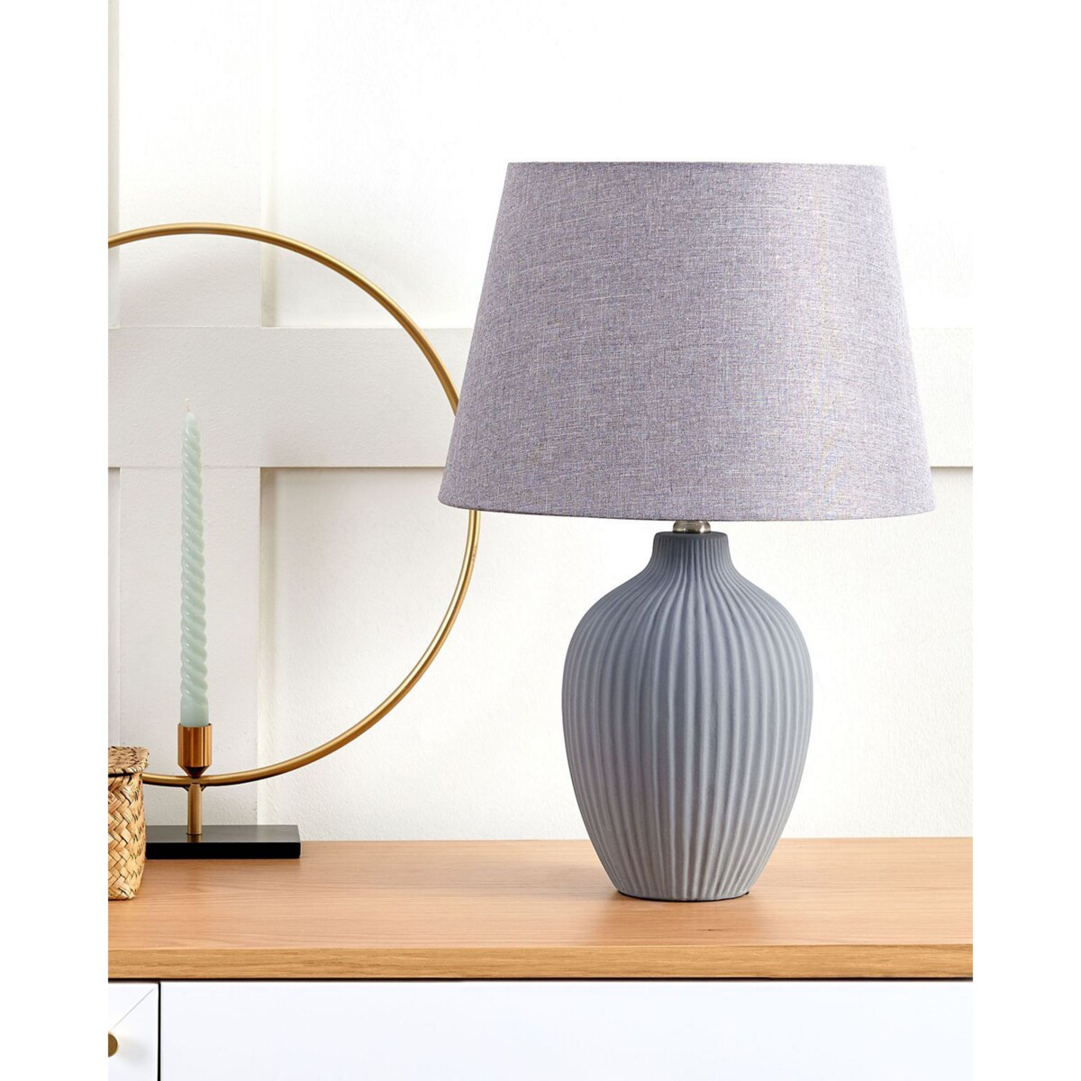 Lampka nocna ceramiczna szara FERGUS