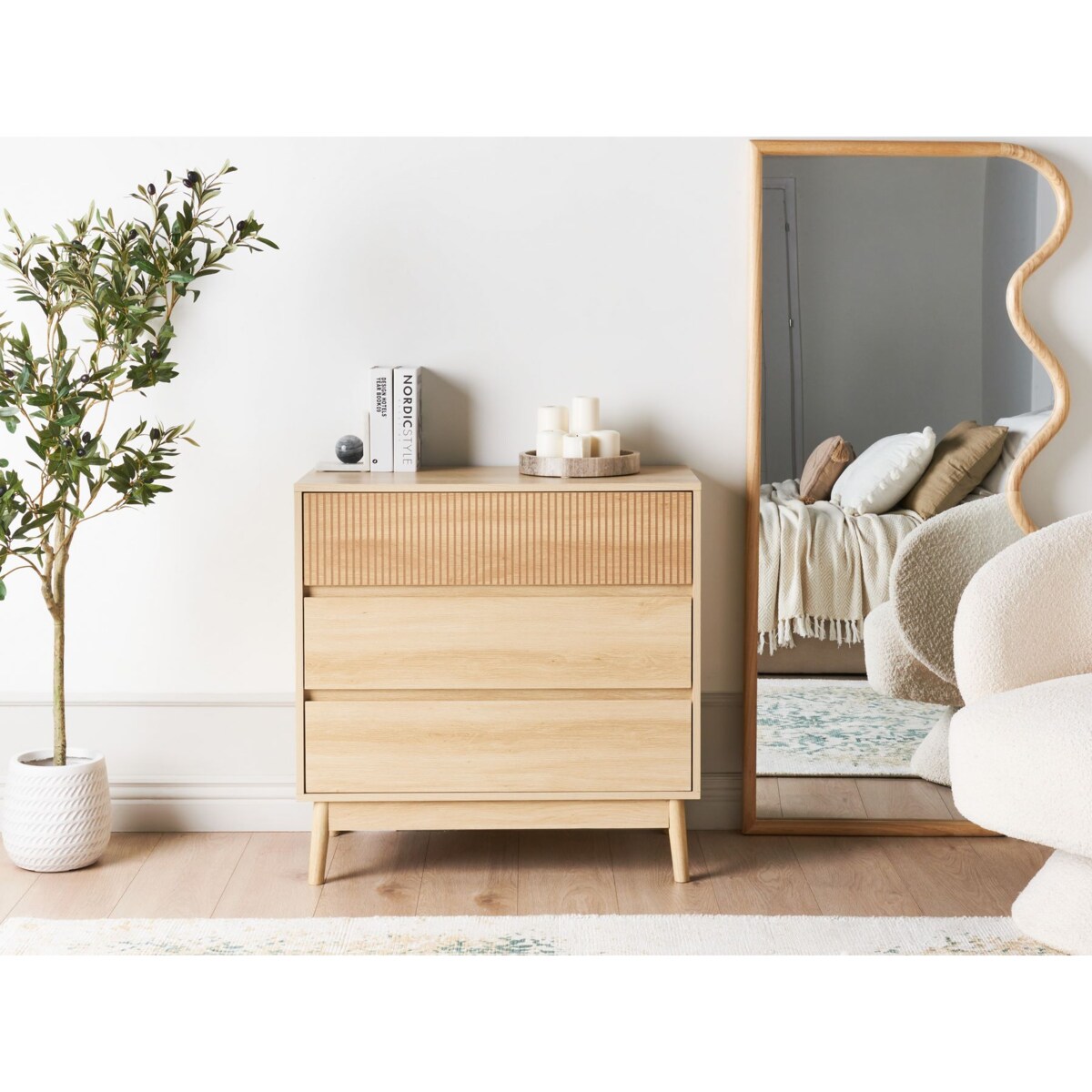 Komoda 3 szuflady jasne drewno WALES