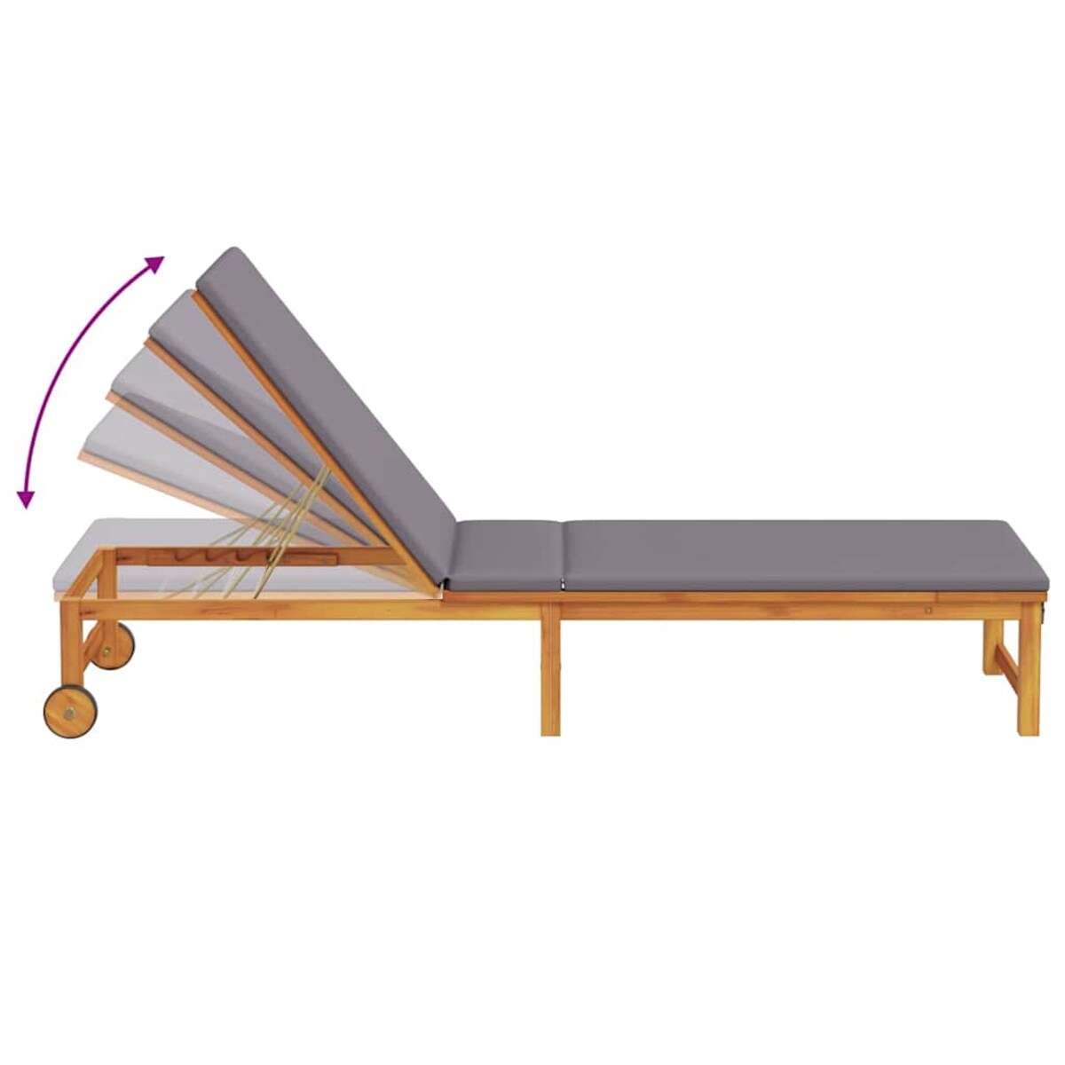 vidaXL Leżak 2 pcs Brązowy 53 x 202 x 89cm Lite drewno akacjowe