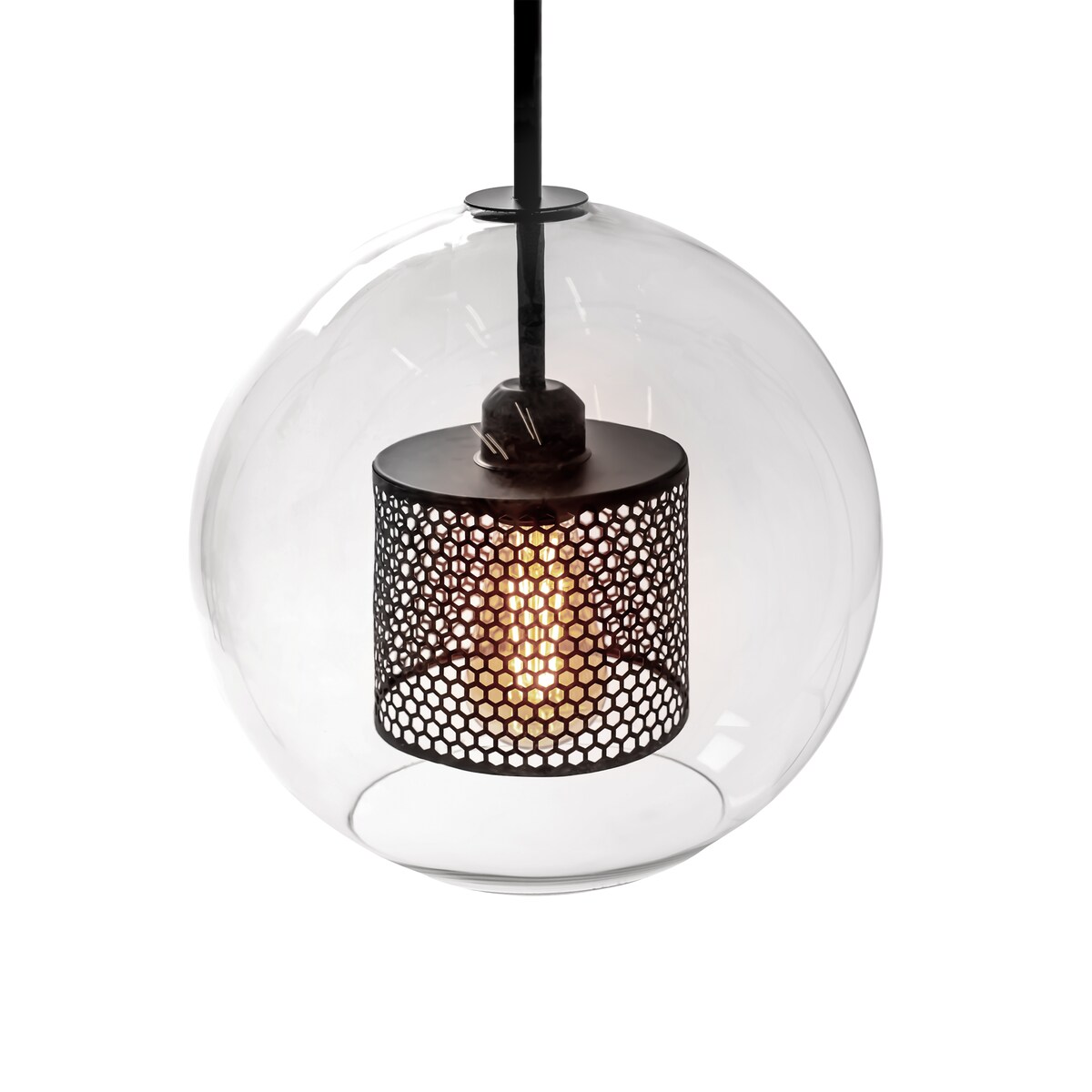 Lampa Wisząca Sufitowa Szklana Czarna Loft 20Cm