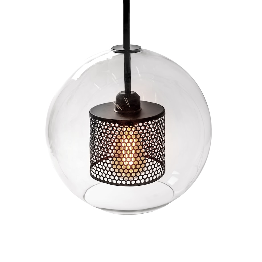 Lampa Wisząca Sufitowa Szklana Czarna Loft 20Cm
