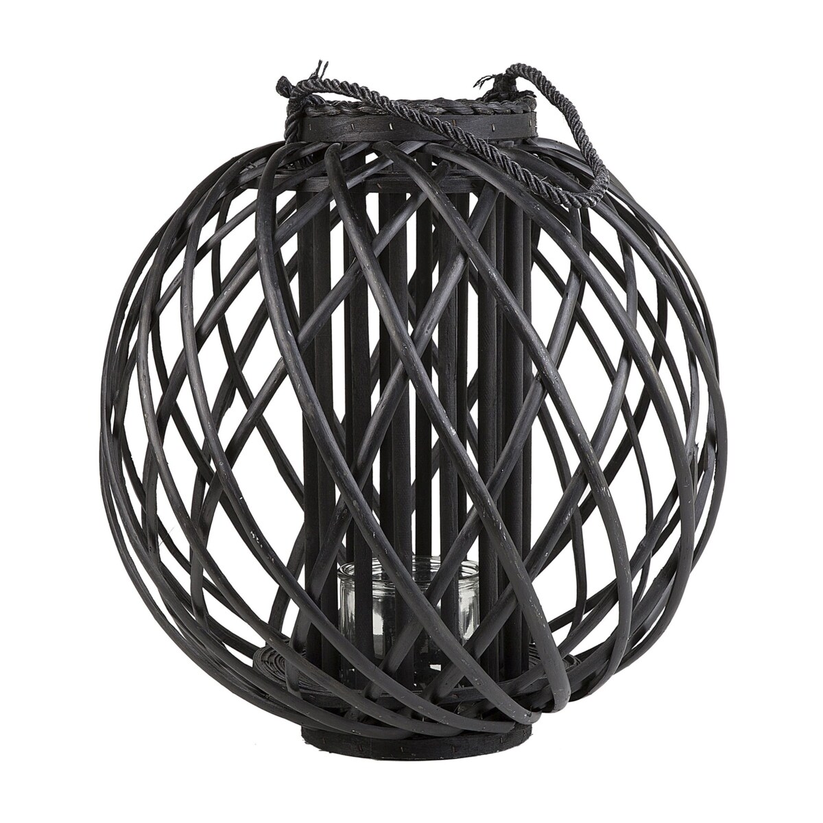 Lampion drewniany 41 cm czarny SAMOA