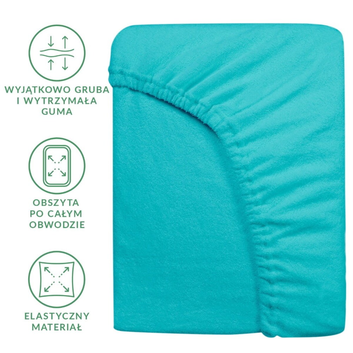 Prześcieradło frotte z gumką 140x200 kolor turkus