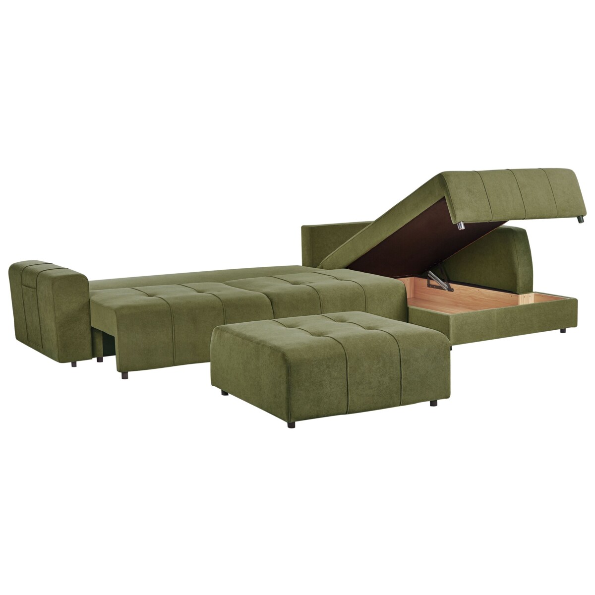 Narożnik rozkładany INNVIK Zielony dla 4 osób Lewostronny