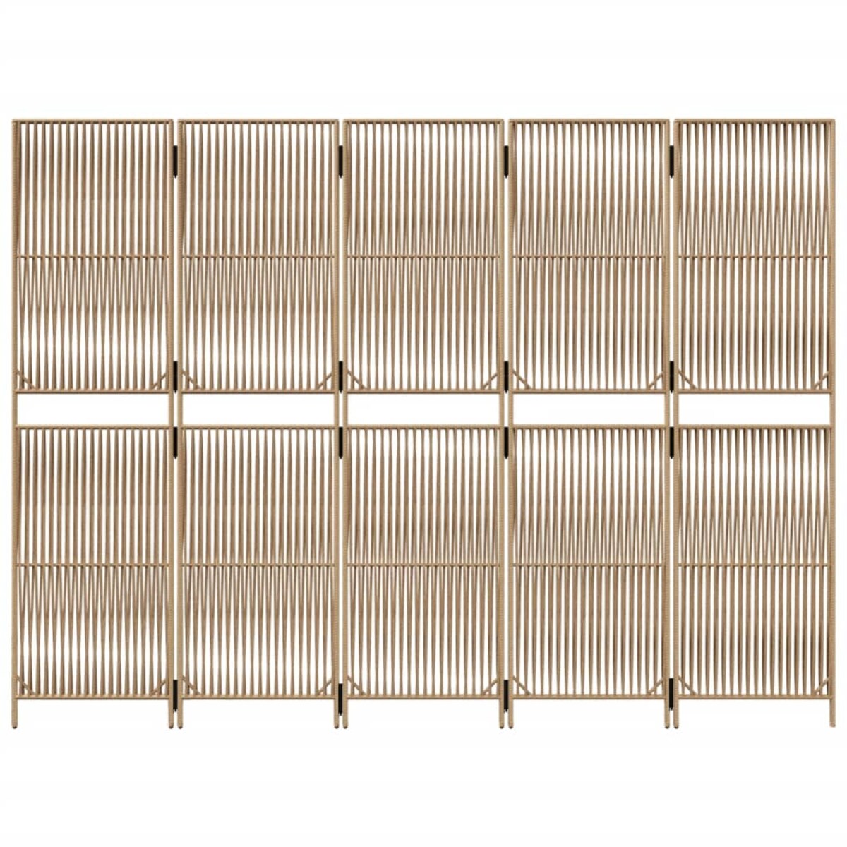 vidaXL Parawan 5-panelowy, beżowy, polirattan