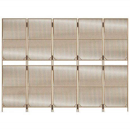 vidaXL Parawan 5-panelowy, beżowy, polirattan