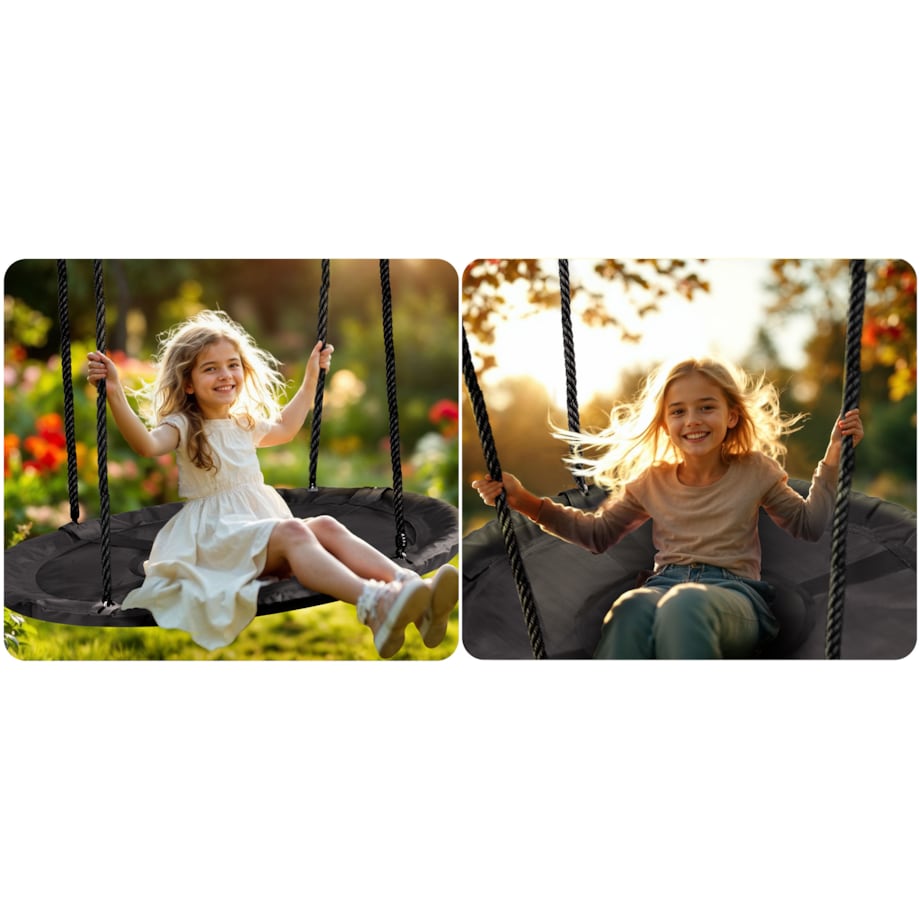 Huśtawka ogrodowa Neo-Sport Swingo bocianie gniazdo fotel wiszący 100 cm czarna