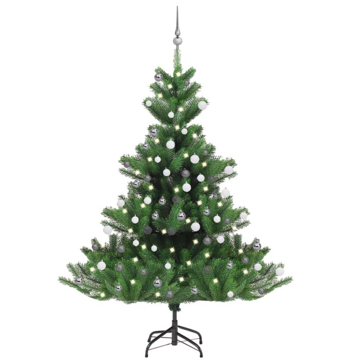 vidaXL Sztuczna jodła kaukaska z LED i bombkami, zielona, 180 cm
