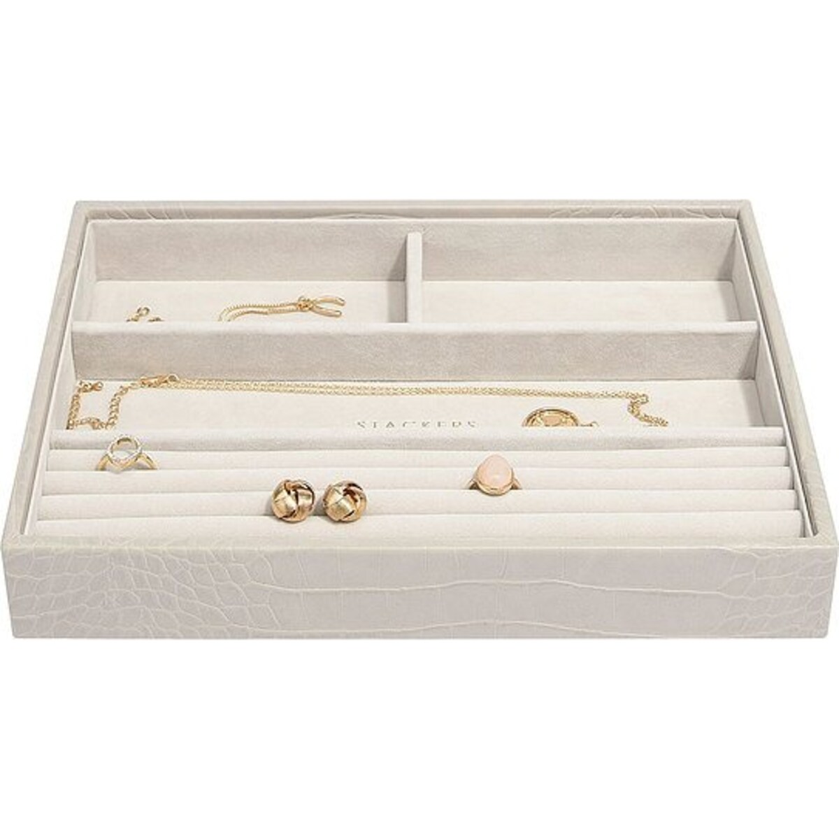 Szkatułka na biżuterię Stackers Croc 4 komorowa classic putty