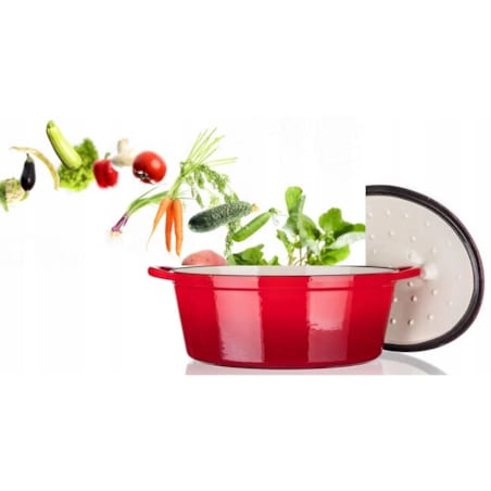 GARNEK duży ŻELIWNY PIEKARNIK brytfanna INDUKCJA pokrywa na prezent 6,7 L