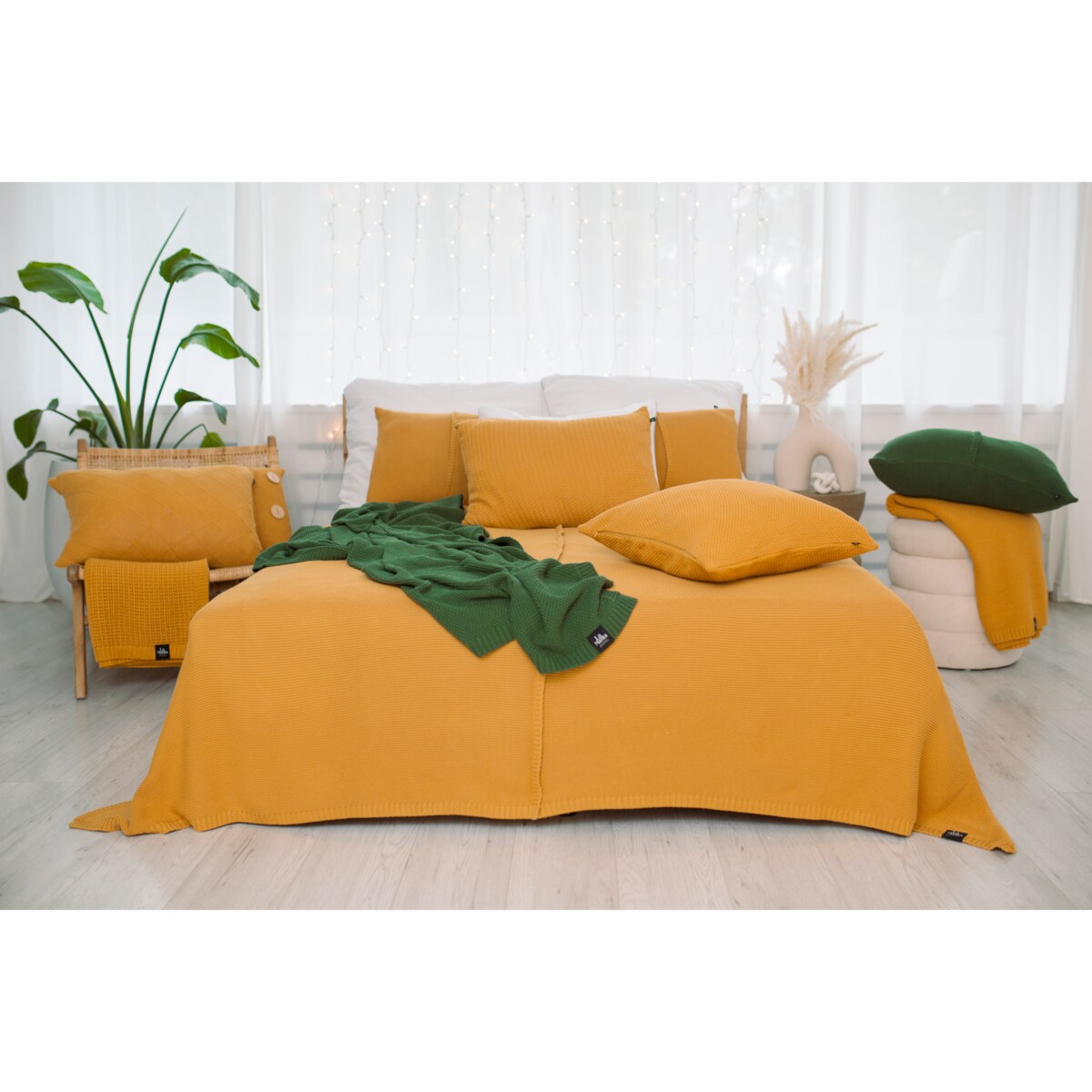 Pled pleciony musztardowy, 130 x 160 cm, La Manta