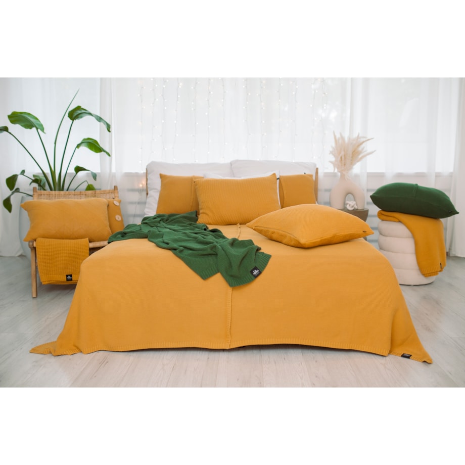 Pled pleciony musztardowy, 130 x 160 cm, La Manta