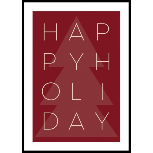 Poster Story, Plakat, Obraz - Happy Holiday na Czerwonym Tle, wymiary 30 x 42 cm