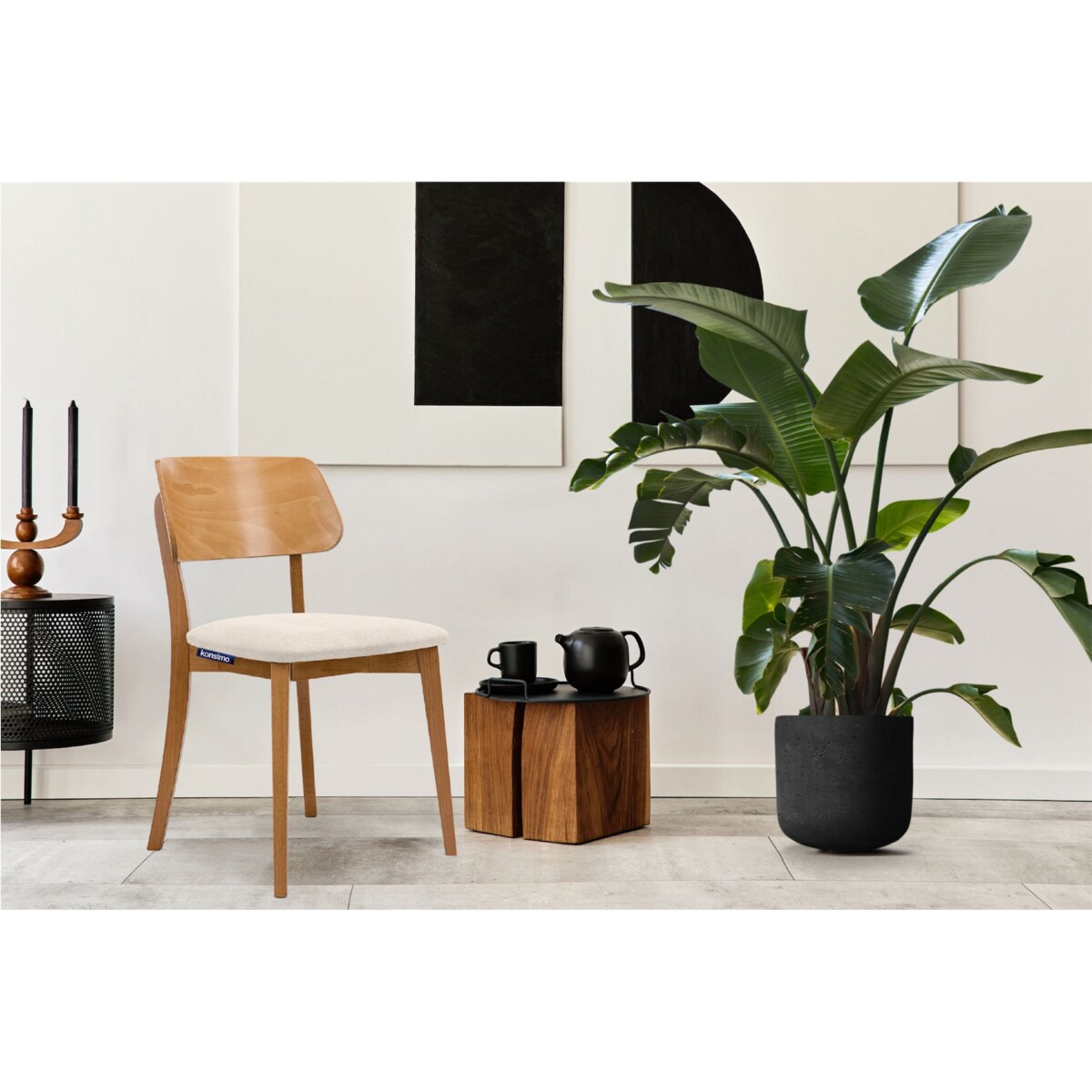 KONSIMO VINIS nowoczesne krzesła drewniane 2 sztuki w kolorze ecru