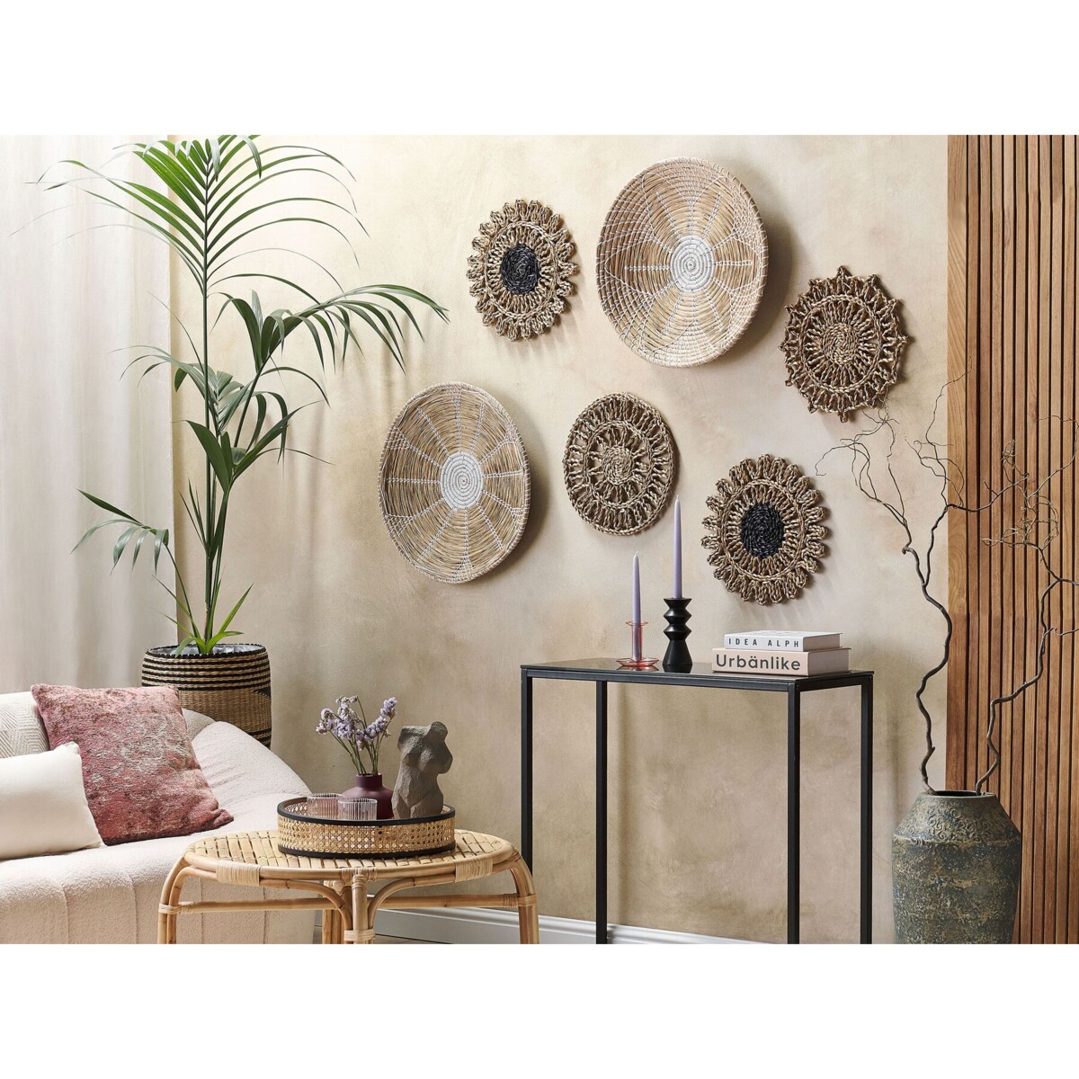 Zestaw 6 dekoracji ściennych z trawy morskiej naturalny PINTANO