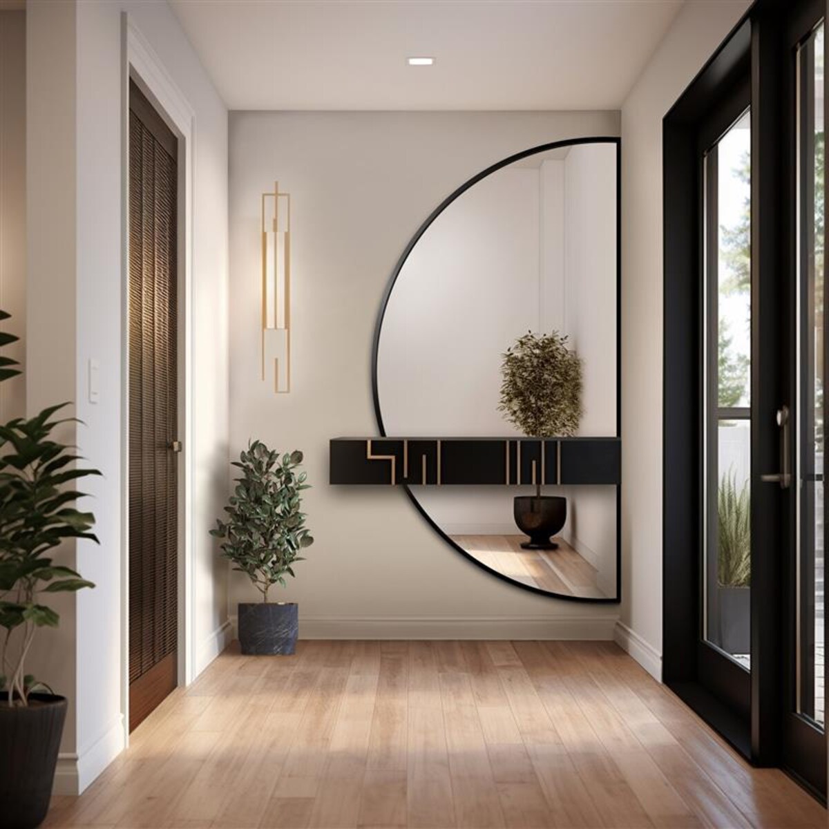 Lustro półokrągłe w dwóch częściach w ramie - DOPPIO W RAMIE