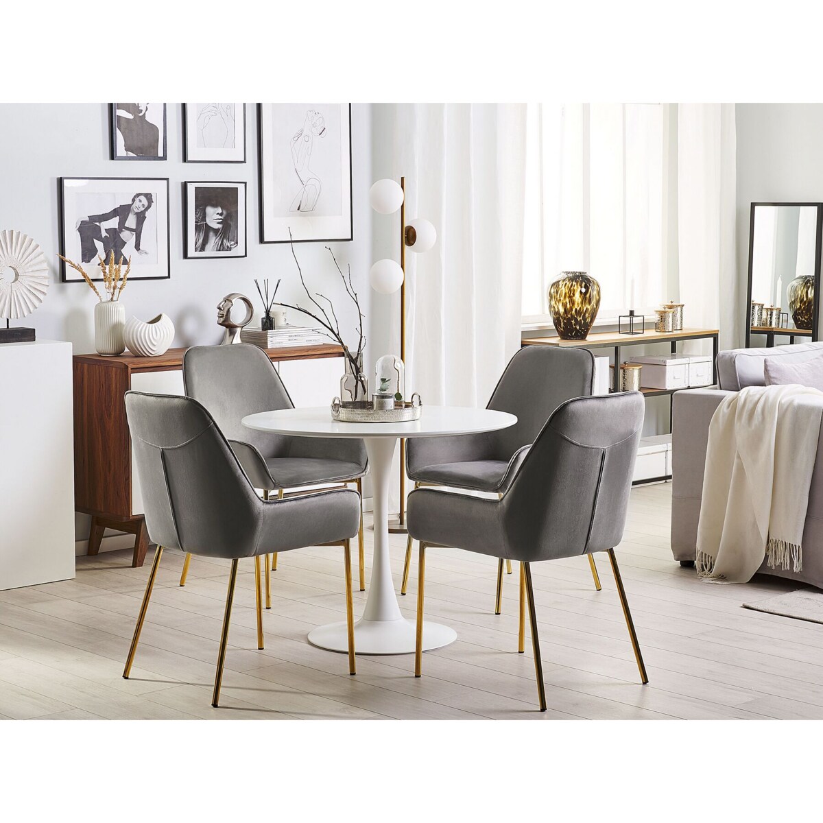 Zestaw 2 krzeseł do jadalni welurowy szary LOVERNA