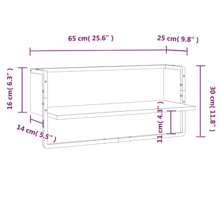 vidaXL Półka ścienna z drążkiem, dąb sonoma, 65x25x30 cm