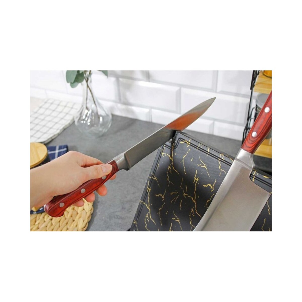 Brunbeste blok magnetyczny na noże z ostrzałką 3772