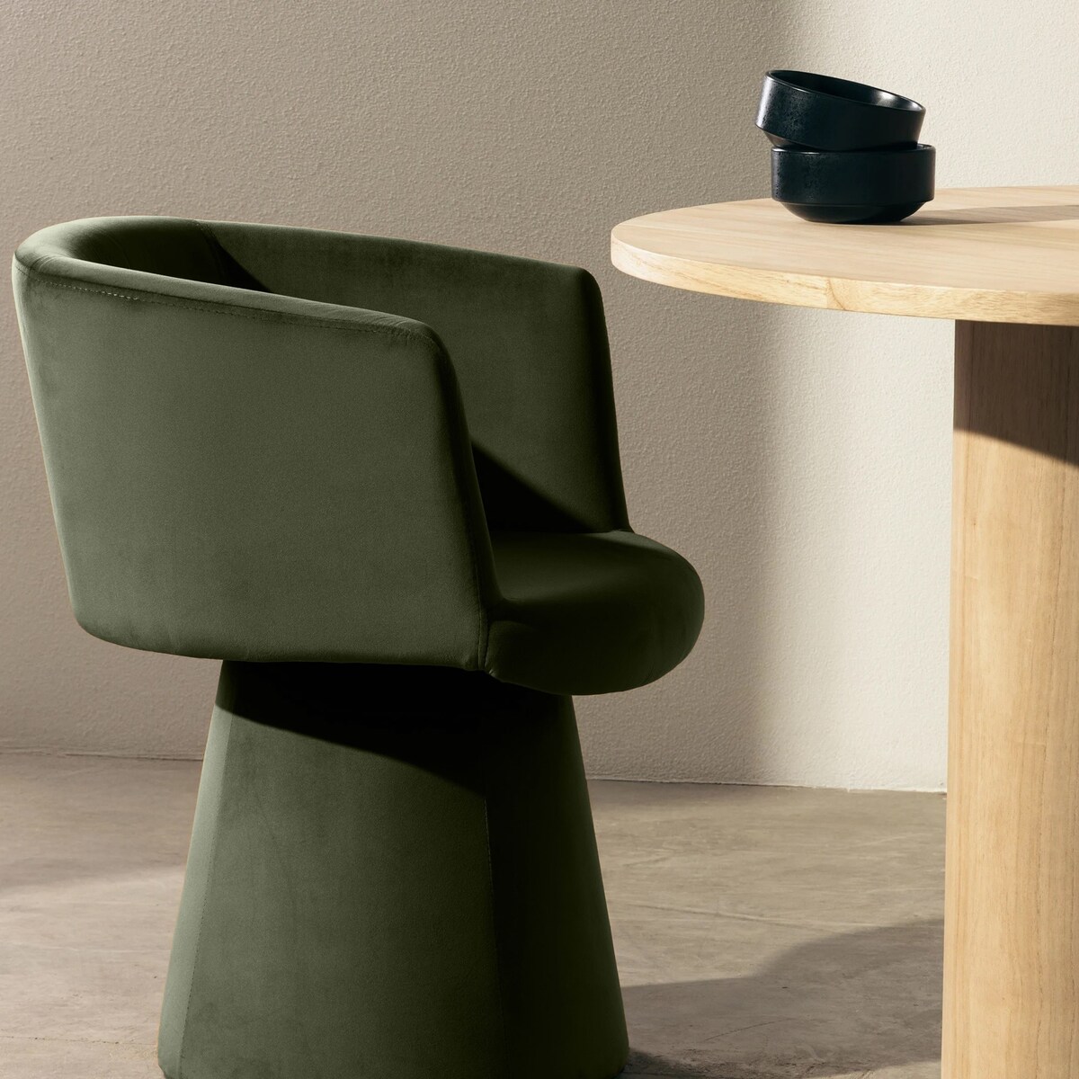 Krzesło obrotowe aksamitne oliwkowo-zielone Nalf