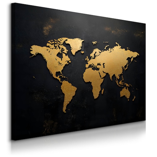 Obraz Na Płótnie Do Salonu Biura Złota Mapa Świata Nowoczesny Styl 120x80cm