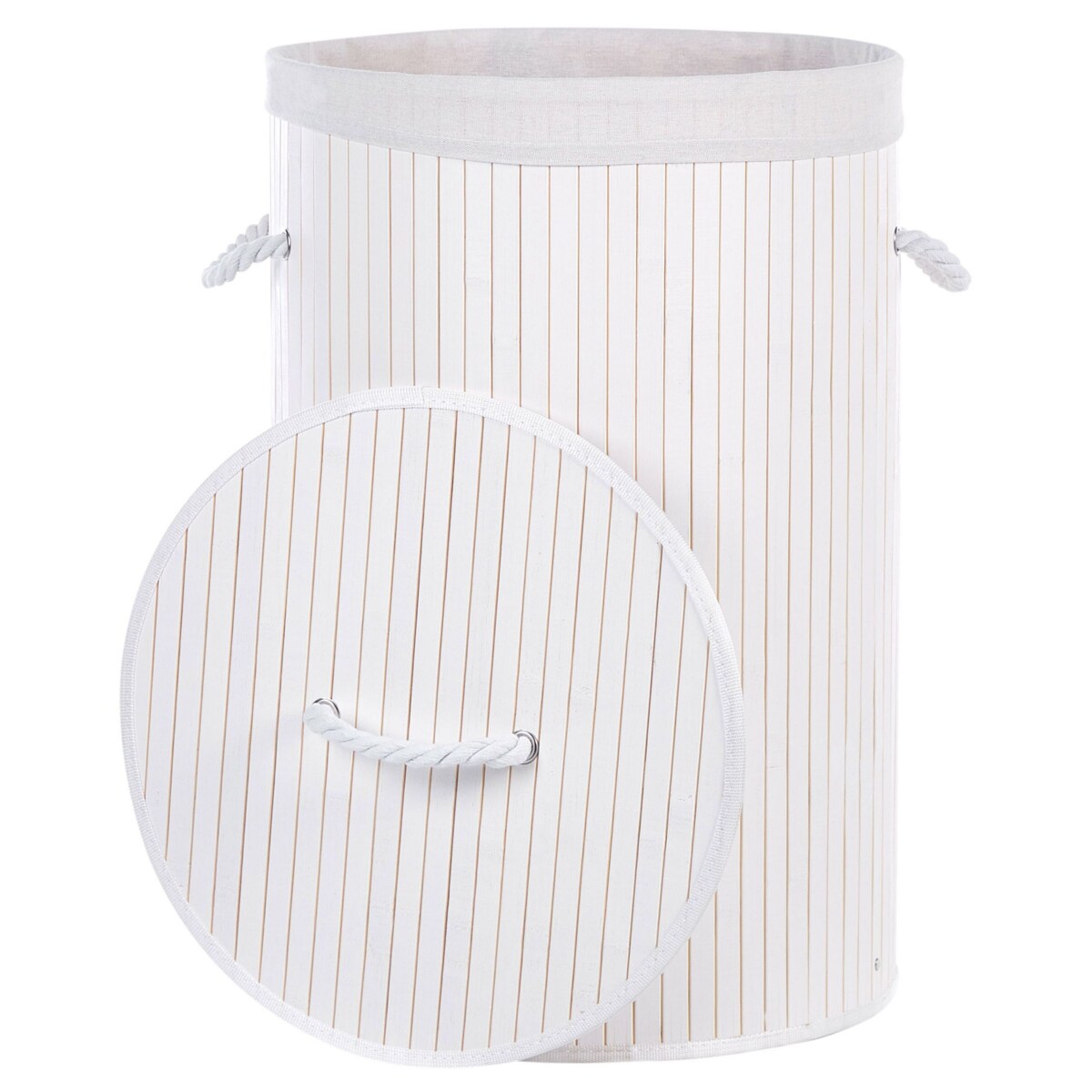 Kosz bambusowy z pokrywą biały SANNAR