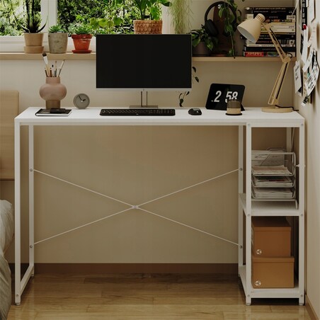 Biurko komputerowe stolik loft białe nowoczesne eleganckie z półkami industrialne stół