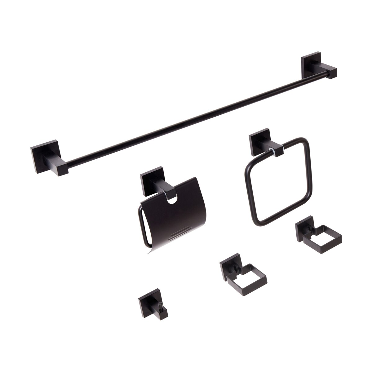 Zestaw akcesoriów toaletowych 6 elementów UVITA Z uchwytami i haczykami na ręczniki Czarny