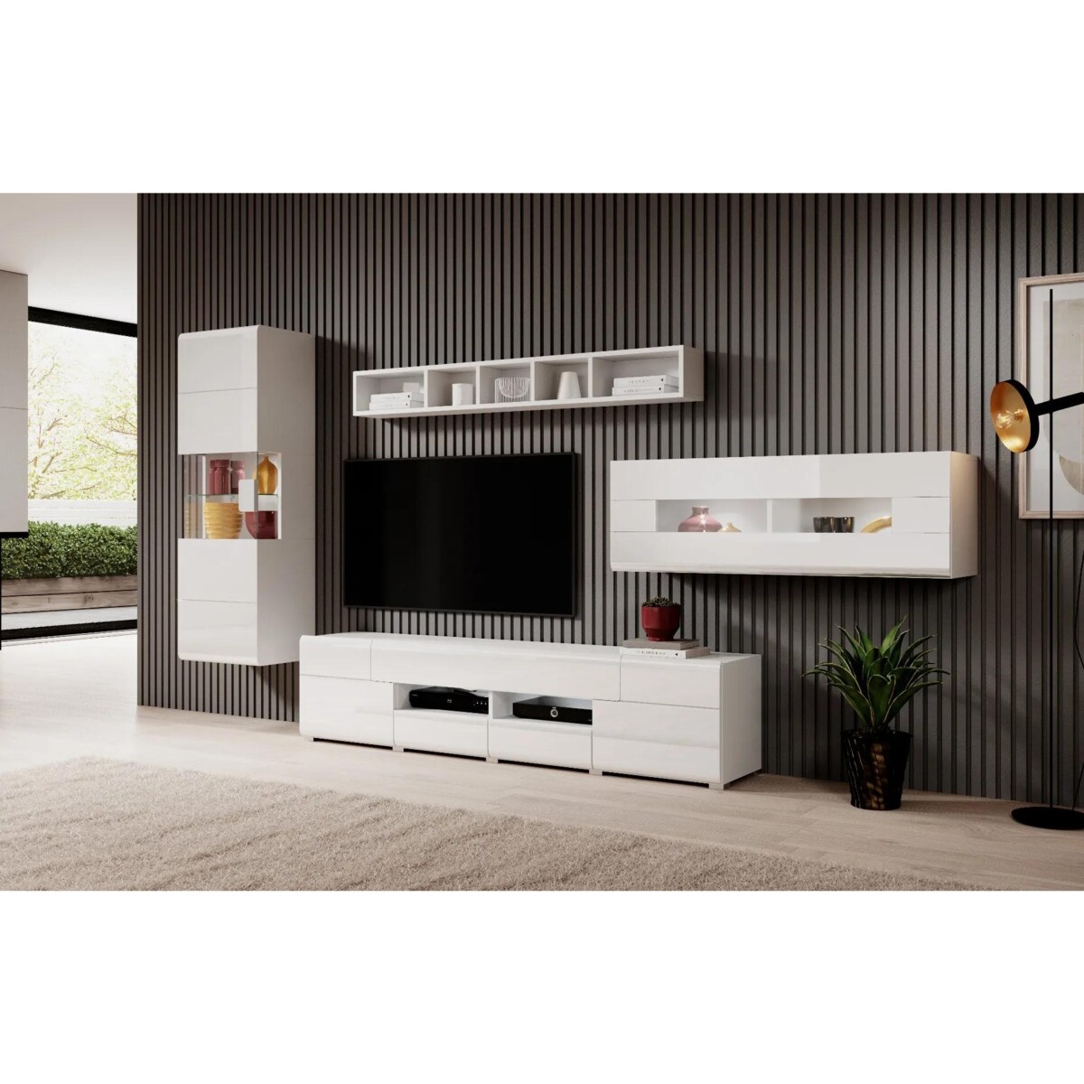 Szafka RTV TOLEDO 2D4S 208 biała połysk