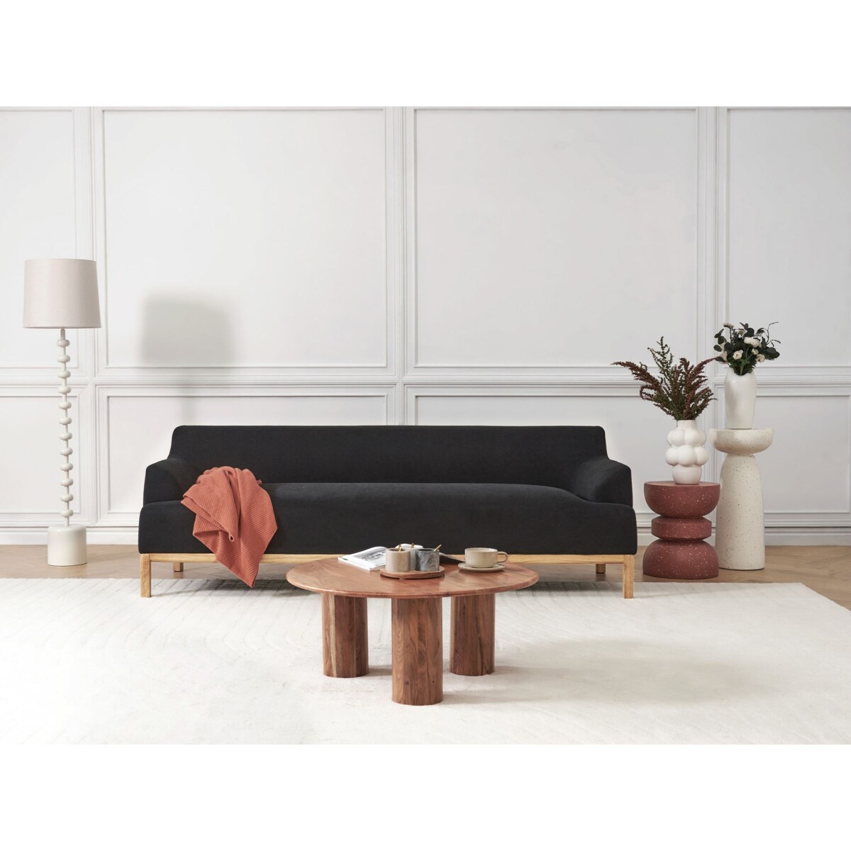 Sofa 3-osobowa czarna SOSJO