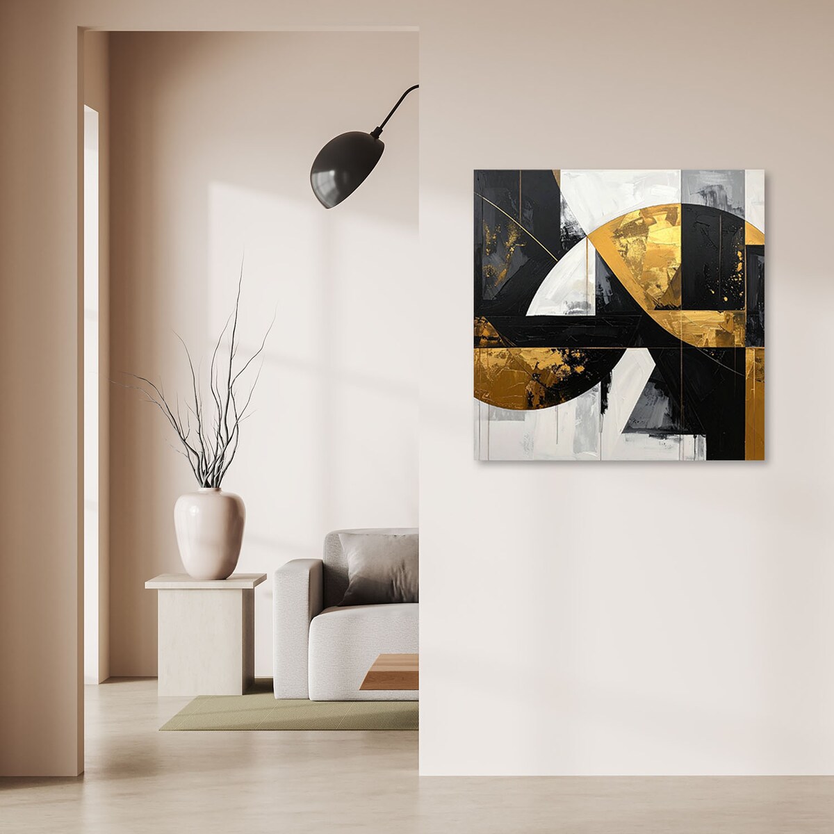 Obraz do salonu sypialni biura loftu, Abstrakcja kształty czarny złoty