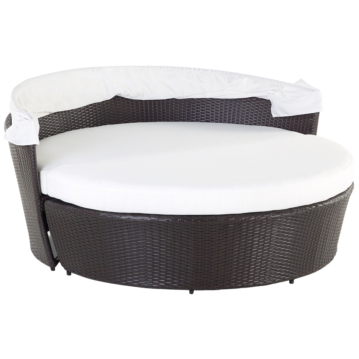 Kosz ogrodowy z technorattanu z pufem brązowo-biały SYLT LUX