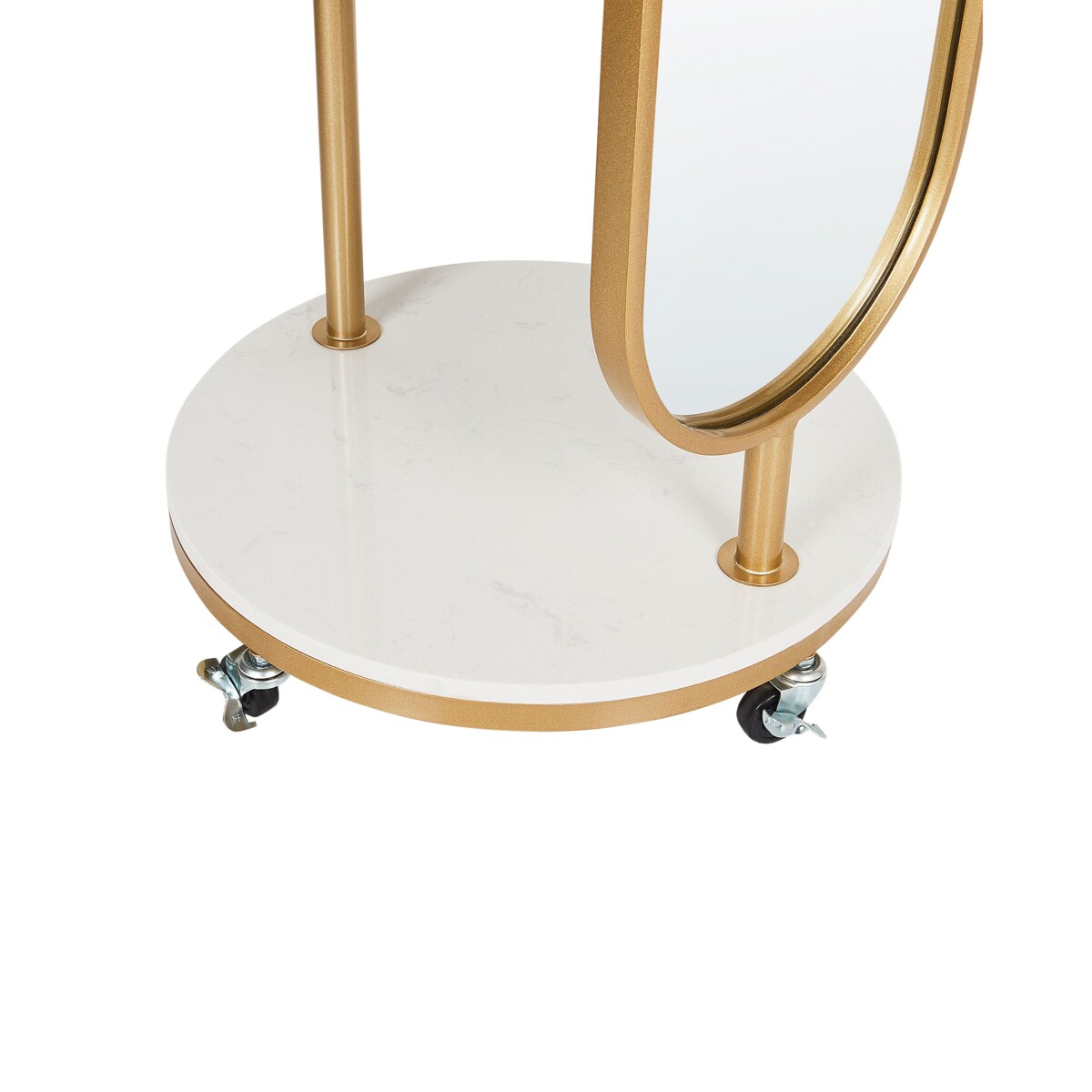 Wieszak stojący z lustrem złoty LORENA