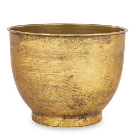 Osłonka na doniczkę postarzana złota 20x26x26 cm