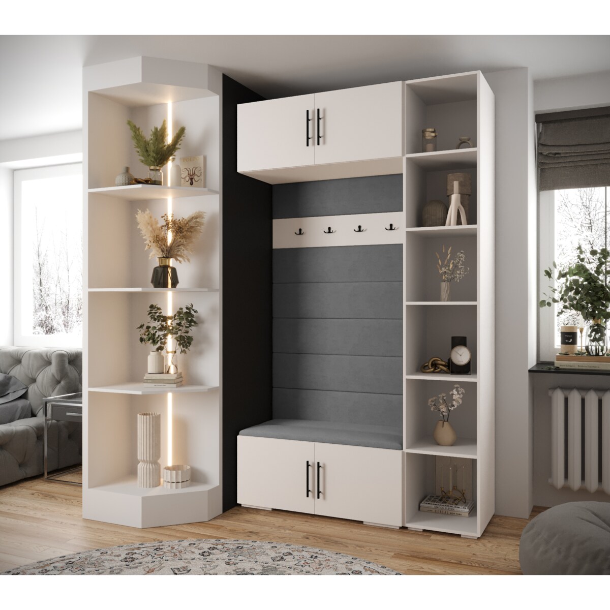 Garderoba do przedpokoju INOVA 3 Z20 biały+czarny+manila16